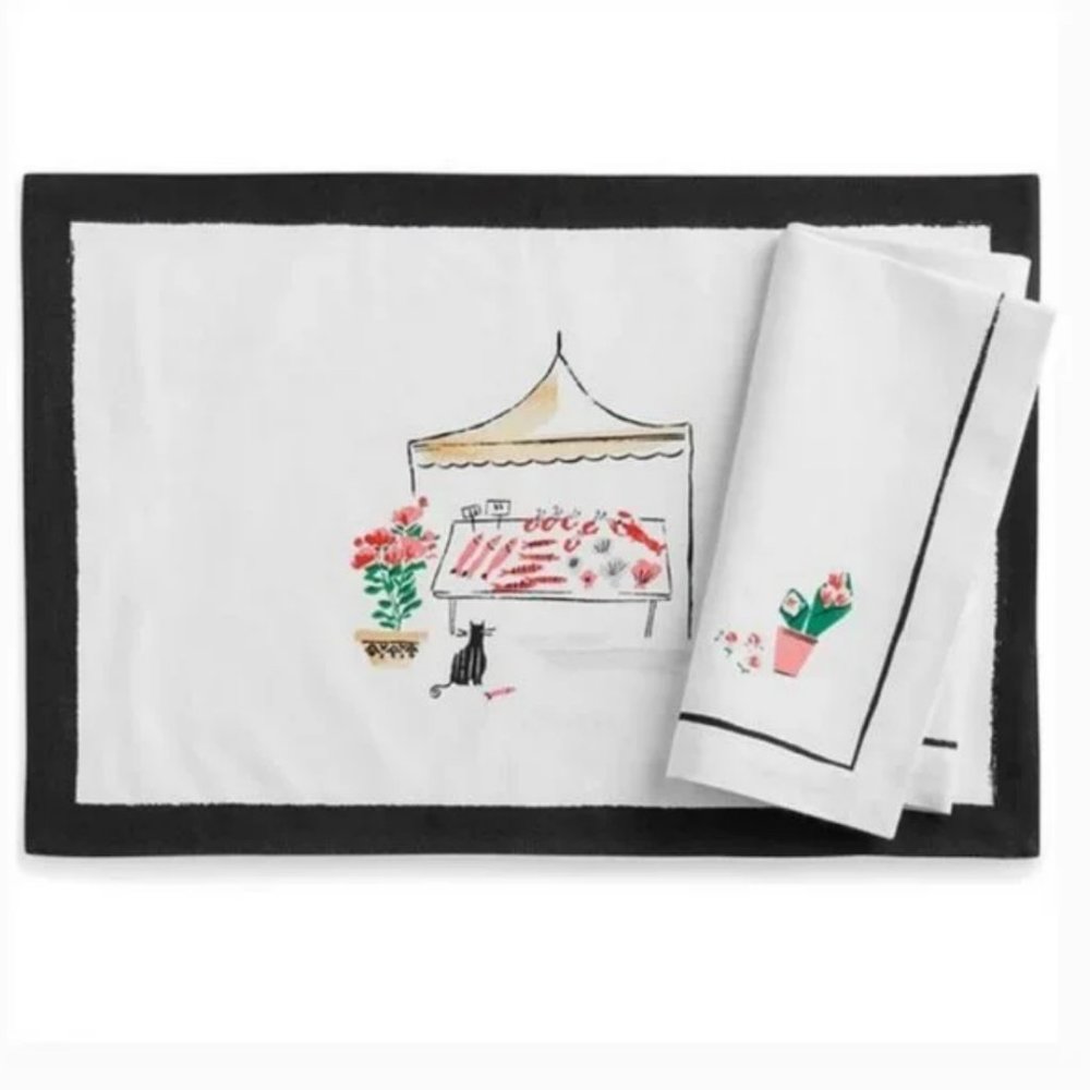 Kate Spade To Market Fish Stand Placemats set of 4 nwt